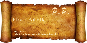 Plesz Patrik névjegykártya